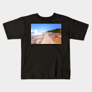 Boardwalk to the Grand Prismatic Yellowstone Wyoming Kids T-Shirt